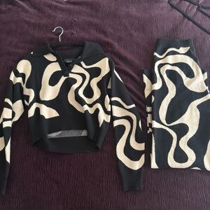 Black and Cream Sweater Set